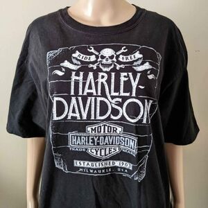 Harley Davidson Alberta Canada motorcycle black tshirt, men's large Tall
